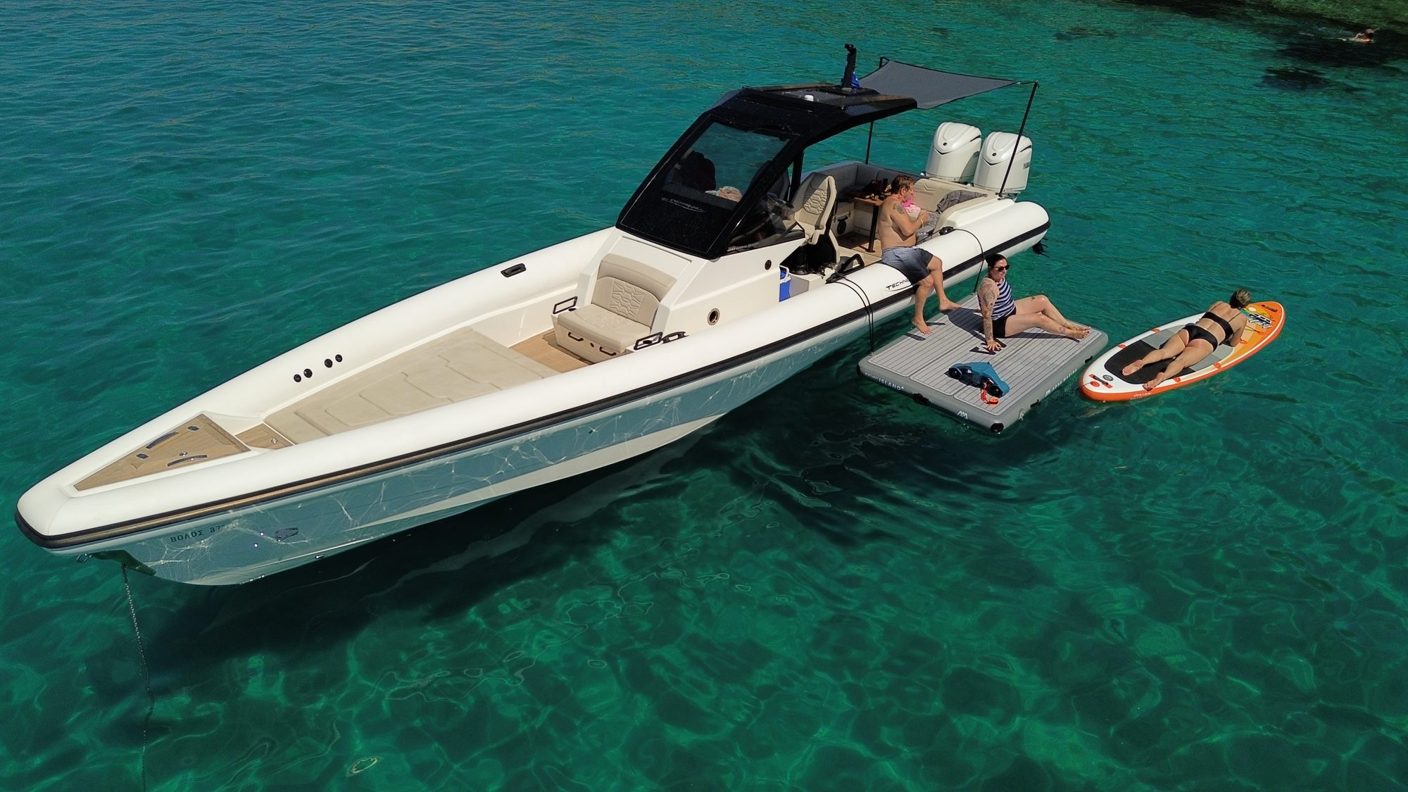 RIVAGE CRUISES — YACHT TENDER CHARTER 3 ALMALIBRE, Technohull GS 38 · White — yacht tender charter, Rivage Cruises