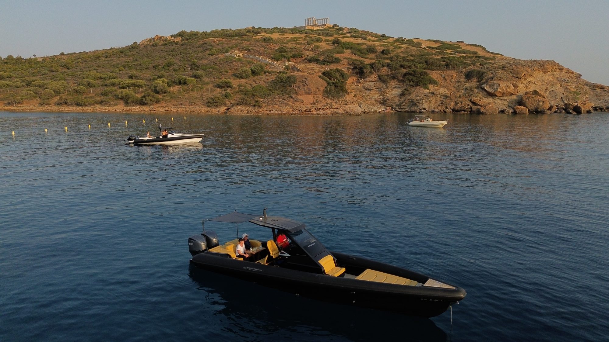 RIVAGE CRUISES — YACHT TENDER CHARTER 4 BUMBLEBEE, Technohull GS 38 · Black — yacht tender charter, Rivage Cruises